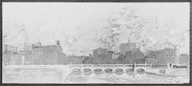 Rochester. Erie Canal. Aquaduct. As for New Parallel Street. Length Exchange to S. Ave. Grade 5% on bridge. Width Aque. 6 3 1/2% west to Exchange Spans 52'.