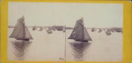 Fleet of Sloops going up the East River.