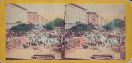 Looking up Broadway from the cor. of Fulton St. Showing the ruins of Barnum's Museum.