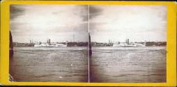 View of the East River, showing the Steamer "City of Boston" under way.