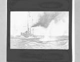 ZW. British Cruiser under fire communicating with squadron.