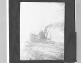 A trawler blown up by a German mine.