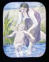 [Woman bathing child in a river]