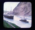 The S.S. Panama in Culebra cut on Sunday Feb.7, 1915.