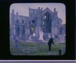 Great east window famous for its beautiful Gothic design (XV Cent.), Melrose Abbey.