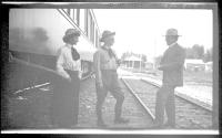 Mary Mulligan and George Eastman by railroad car, Wyoming & Pacific Coast Trip