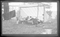 Camping companions in tent, Wyoming Trip