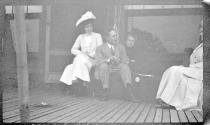 Group on a porch, Oak Lodge Trip