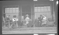 Group of people on porch, Oak Lodge Trip