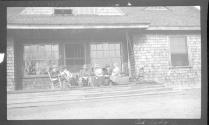 George Eastman and guests on porch, Oak Lodge Trip