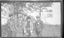 Group portrait of five hunters, Oak Lodge Trip