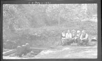 George Eastman and guests by wellheads & pumps, Oak Lodge Trip