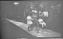 Dryden children on bicycles