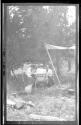 Josephine Dickman and Eastwoods at campsite table, Wyoming Trip
