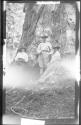 Nell Newhall and Eastwoods at base of redwood tree, Yosemite Trip