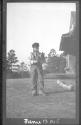 Man holding tools, Oak Lodge Trip