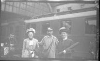 [Mary Zoller and Emma Boss at train depot, Basel Switzerland]