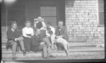 George Eastman and guests on porch, Oak Lodge Trip