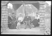 Maria Eastman, the Hubbells and Mulligans in Oak Lodge gazebo