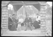 Maria Eastman, Hubbells and Mulligans in gazebo, Oak Lodge Trip
