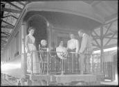 George Eastman's travel companions on train balconey, Mexican Trip
