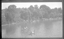 [Park lake with canoes]