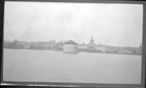 [View of town from river]