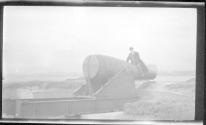 [Man on large cannon]