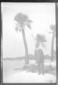 [Man by palm tree]