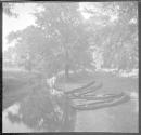 [Canoes by river in park]