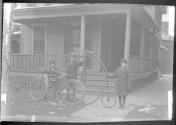 [Children with bicycle & high wheel bicycle]