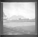 Railway station, Estacion del Golfo and Cerro de la Silla {Saddle Mountain], Monterey Mexico