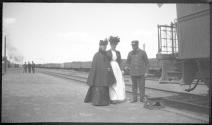 Maria Eastman and friend at train station