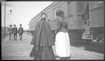 Maria Eastman and others at train station