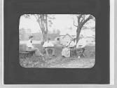 George Eastman and companions at cabin, Grand Cascapedia Trip