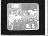 George Eastman and companions beside train, Newfoundland Trip