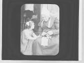 Woman knitting & a girl