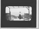 Josephine Dickman on porch, Yama Farms Trip