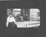 George Eastman and friends on porch, Oak Lodge Trip