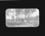 People at camp fire, Oak Lodge Trip