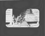 GE and guests on porch, Oak Lodge Trip