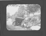 People picnicing on side of road, Petersham Motor Trip