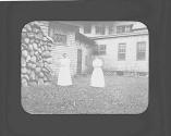 Josephine Dickman and friend in garden, Petersham Motor Trip