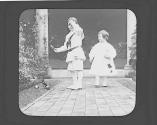 Dryden children on patio-East Garden