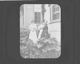 Three women in garden