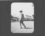 Man walking in garden