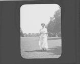 Nell Newhall walking on lawn