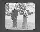 Frank and Matie Babbott on lawn