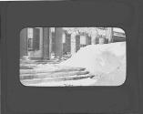 Front steps covered with snow