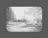 Fire scene on city street